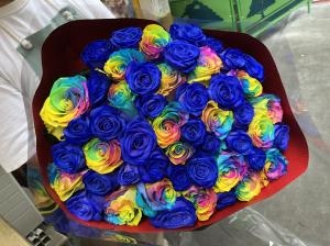 レインボーローズ＆青い薔薇の花束を浅草ロック座さまへお届けいたしました♪｜「ふじフラワー」　（東京都台東区の花キューピット加盟店 花屋）のブログ